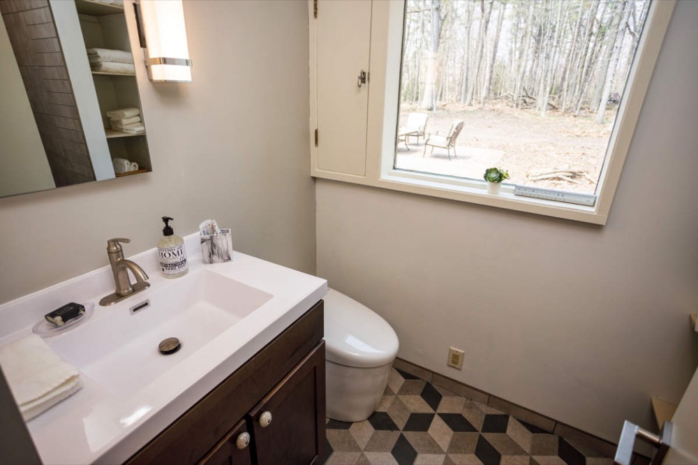Master bath with a shower and Toto toilet